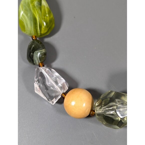 Boho Coastal Blue Green Chunky Bead Statement Necklace 28 in - Picture 9 of 9